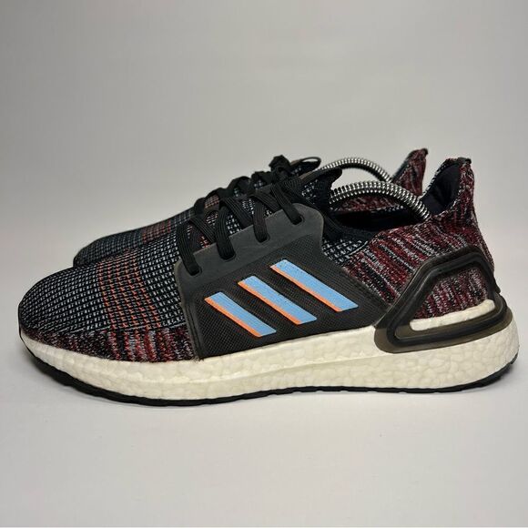 Adidas Mens Ultraboost 19 Running Shoes in Core Black/Glow Blue/Hi-Res Coral 7 - Picture 3 of 10